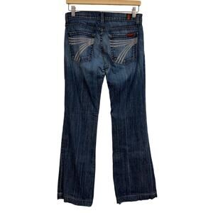 7 For All Mankind Dojo Jeans SZ 27 Mid Blue Denim 31" Inseam Y2K Flare Denim EUC